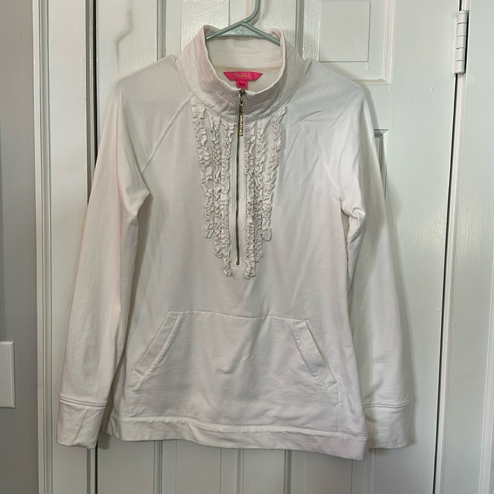 White Lilly Pulitzer Popover with Ruffled Front size medium